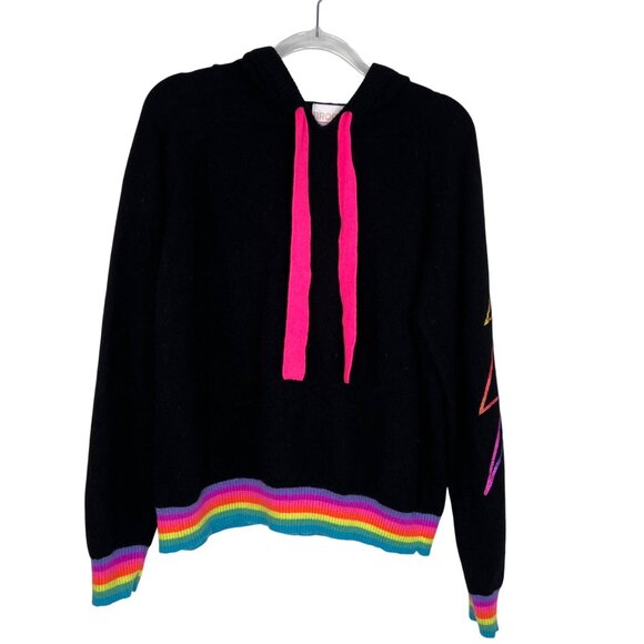 Brodie Cashmere Thunder Strike Cashmere Hoodie in Black & Rainbow Size Large - Picture 2 of 11